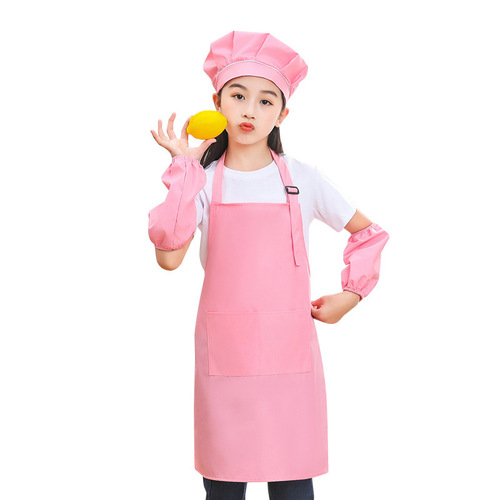 Wholesale kindergarten baby painting smock, logo printing, advertising apron, children's baking sleeves, chef hat set