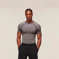 外国貿易人気GYMSHARKフィットネス半袖メンズランニングスポーツタイトトップ通気性と速乾性メンズ半袖