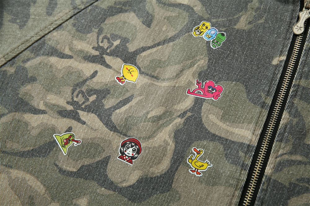 Giacca con cappuccio patchwork mimetica vintage da uomo e da donna, stile punk, vestibilità ampia, effetto consumato, per abbigliamento casual da strada, taglie dalla M alla 2XL_voghion.com