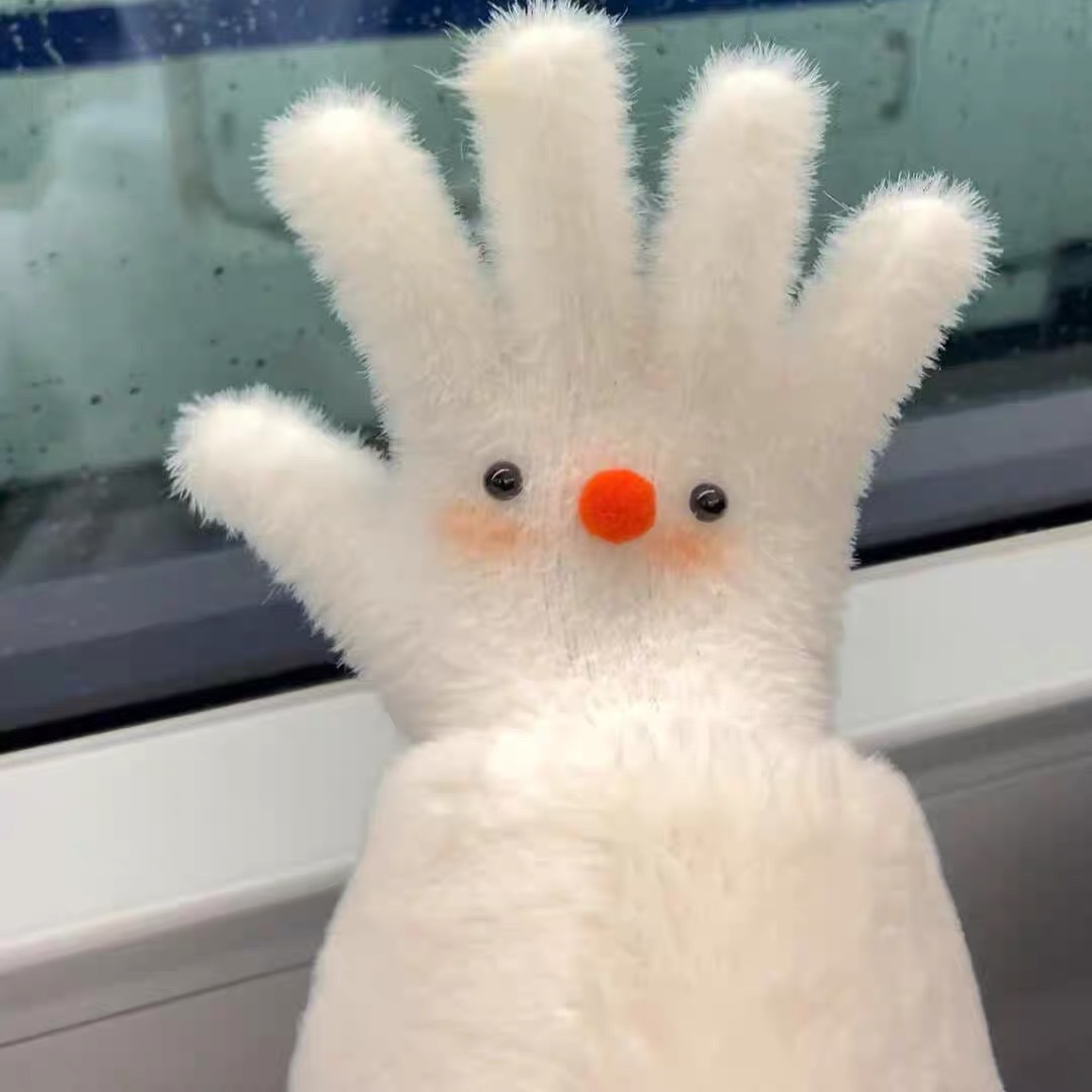 Snögubbe plyschhandskar för damer varma vintervantar med fingrar_voghion.com