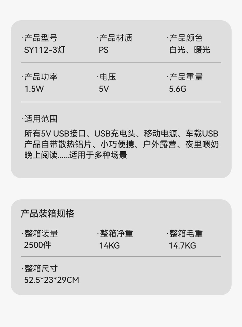 USB night light 3LED高亮8灯USB灯16灯小夜灯24灯露营灯学生宿舍