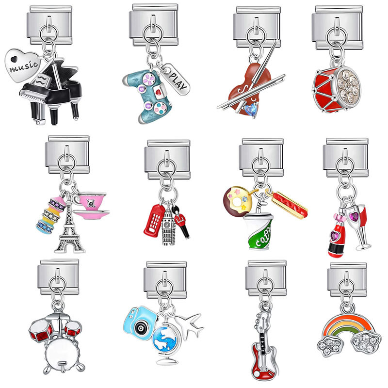 Designer music series pendants, DIY bracelet accessories, cross-border bestseller, detachable combination Italian modular pendants Designer music series pendants, DIY bracelet accessories, cross-border bestseller, detachable combination Italian modular pendants