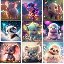 跨境新款diy可爱小动物钻石画5D满钻十字绣装饰画钻画厂家货源