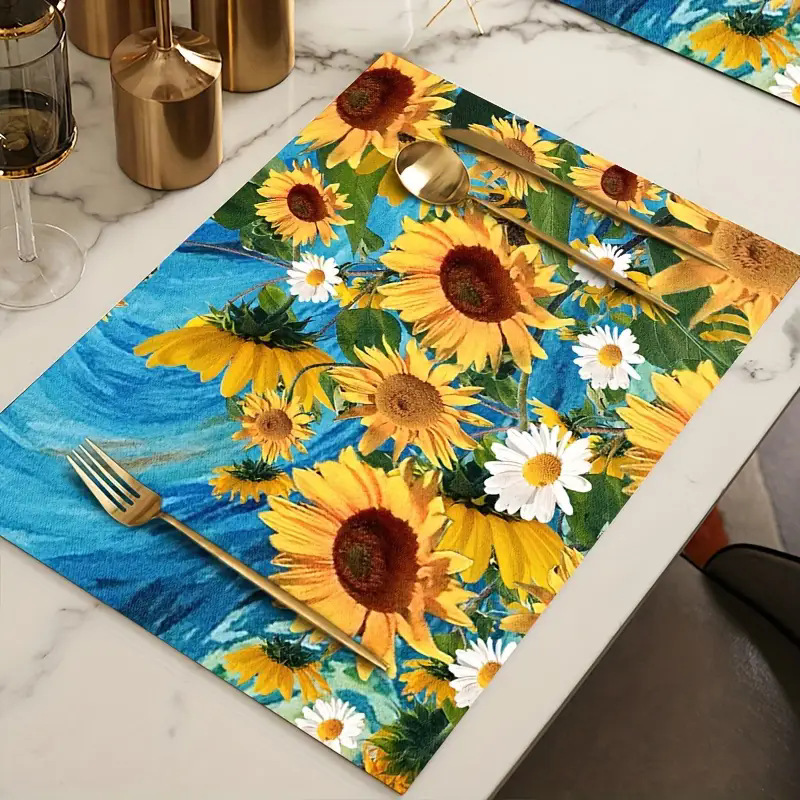 Transfronterizos lino almohadilla de mesa Aliexpress TEMU Amazon almohadilla de mesa cuadrada búfalo rojo almohadilla de Navidad Día de la Independencia