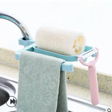 Creativo grifo del hogar estante de almacenamiento de plástico fregadero de la cocina esponja trapo drenaje rack de almacenamiento de plástico rack