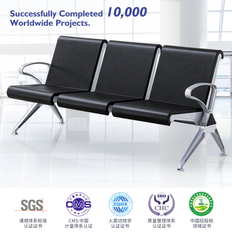 Venta al por mayor personalizada aleación de aluminio apoyabrazos pu SILLA DE espera metal esqueleto fila silla escuela aeropuerto restaurante público Silla de espera image 5