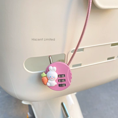 Helmet lock: Password Lock Anti-Theft Cute Battery - carrot-rabbit-code-lock-pink