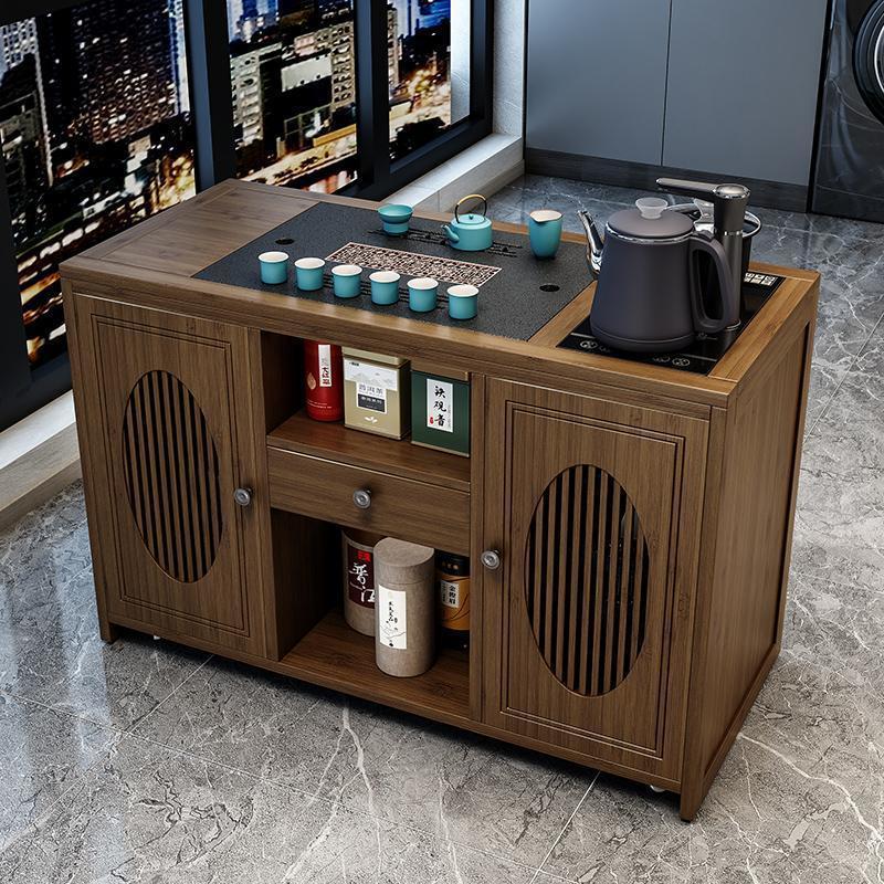 Mobile Tea Table, Small Tea Table, Household Tea Cabinet, Small Coffee Table, Balcony Kung Fu Tea Set, Kettle, Integrated Side Cabinet