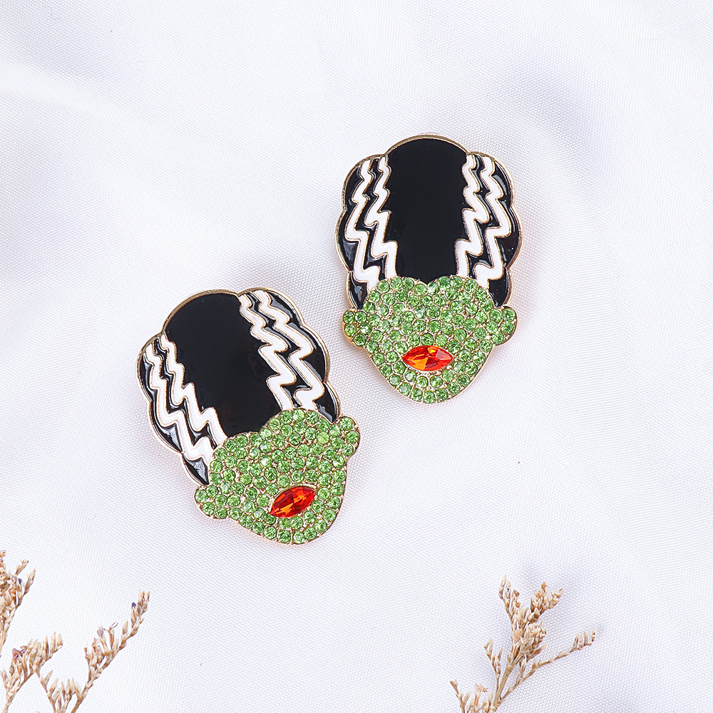 Boucles D&#39;oreilles Halloween Tête Verte De Bande Dessinée En Gros Bijoux Nihaojewelry display picture 7