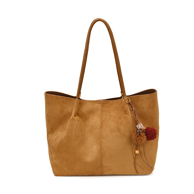 Autumn/Winter New Suede Large Capacity Commuter Tote Bag 2025 Women's Casual Simple Versatile Ins Shoulder Bag - Thumbnail 5