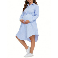 A 71560 Collar Striped Maternity Dress ���������и�ȹ