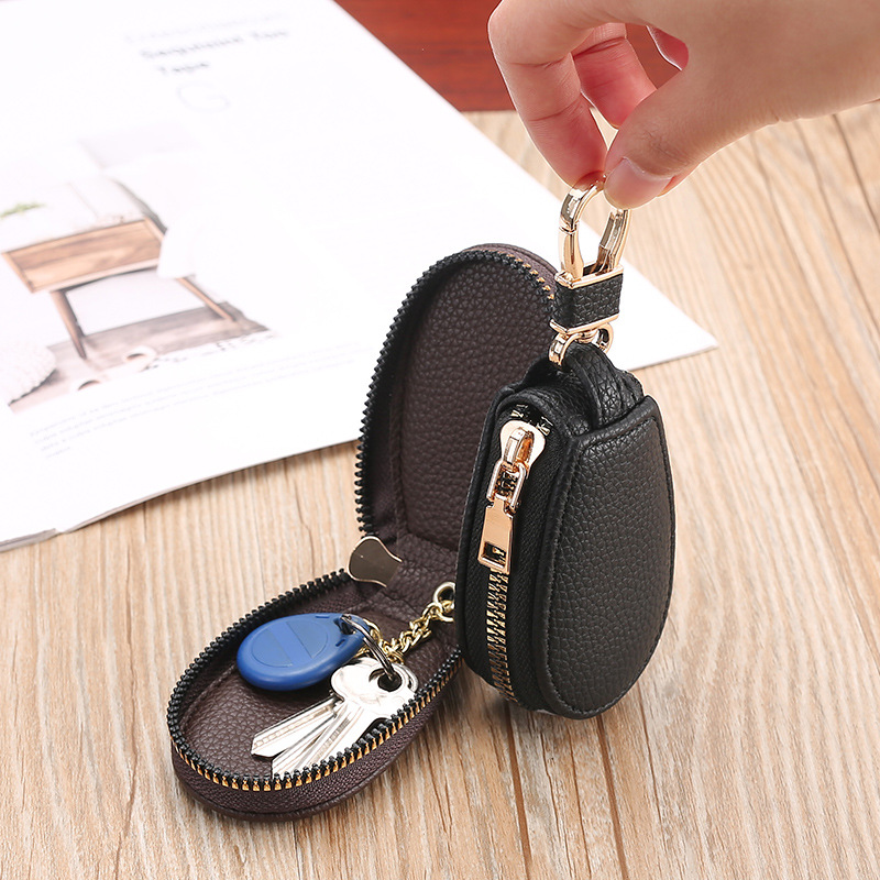 Estuche para llaves para hombres de alta gama, simple, de gran capacidad, colgante lumbar, multifunción, cremallera, llavero, tarjetero, llave de coche dos en uno