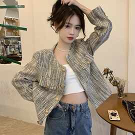 小香风短款长袖外套女装秋季2024新款高级设计感洋气ins开衫上衣