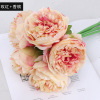 European -style simulation flower player wears 5 peony home decoration fake flower wedding supplies, simulation green plant wholesale