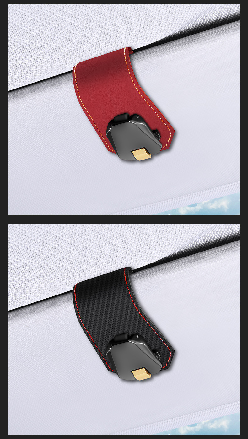 Car Glasses Clip Cross-border Leather Car Sun Visor Glasses Clip Multifunctional Sunglasses Card Bill Clip Manufacturers
