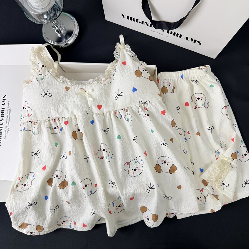 【Da Jiejie Cross-Border Selection】Summer Cloud Pajamas with Chest Pads, Wearable Outside, Camisole and Shorts Homewear Set 【Da Jiejie Cross-Border Selection】Summer Cloud Pajamas with Chest Pads, Wearable Outside, Camisole and Shorts Homewear Set
