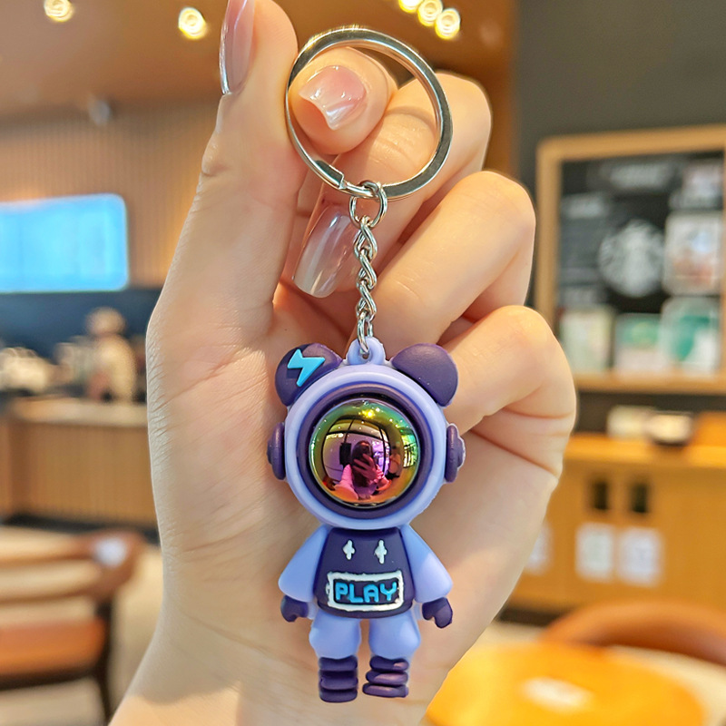 Nuevo astronauta cielo estrellado conejo llavero pvc llavero de goma suave bolsa de pareja colgante de muñeca tridimensional al por mayor