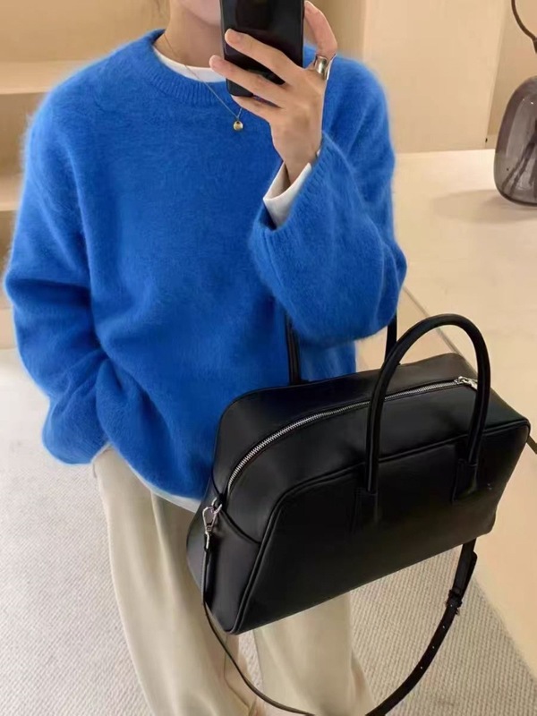 软糯奶fufu仿水貂绒套头毛衣女秋冬外穿宽松慵懒风毛茸茸针织上衣|undefined