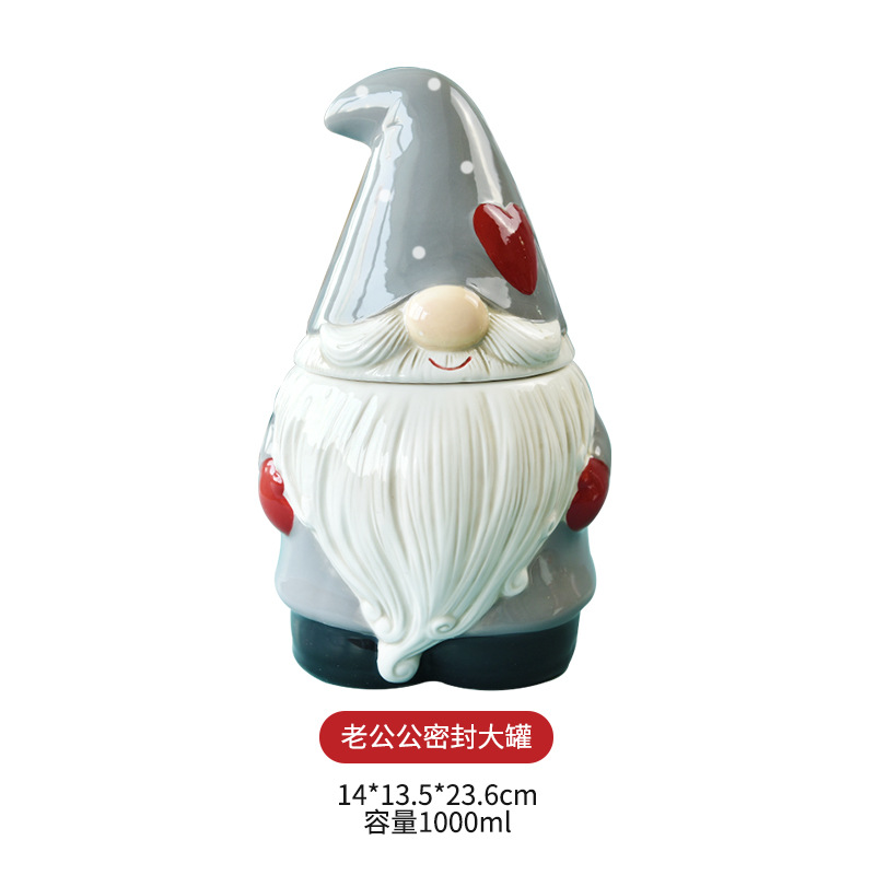 Santa Claus sellado tarro creativo tarro de cerámica de gran capacidad de almacenamiento del hogar tarro merienda confitada frascos de almacenamiento de frutas secas