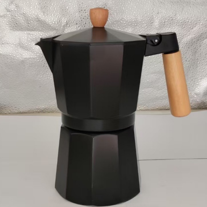 Cafetera moka italiana de aluminio de doble válvula, estilo europeo, octogonal, popular transfronterizamente.