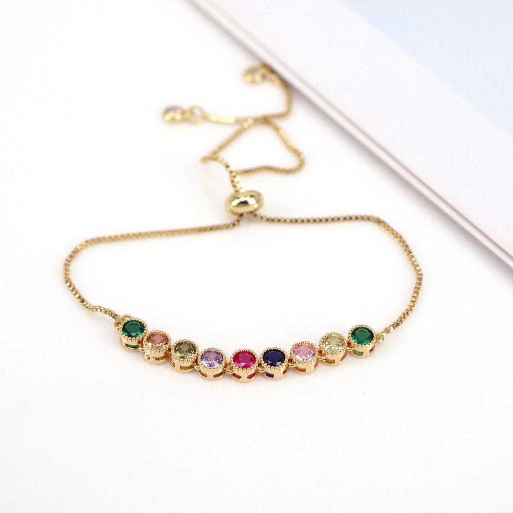 Fashion Colorful Copper Bracelets Gold Plated Zircon Copper Bracelets