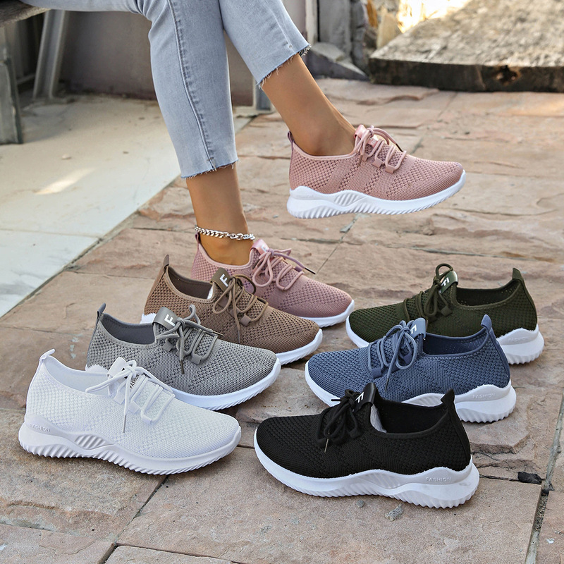 Sports Shoes for Women, Spring and Autumn New Foreign Trade Cross-Border Soft-Soled Lightweight Mesh Shoes, Single Shoes, Breathable Casual Running Shoes for Women