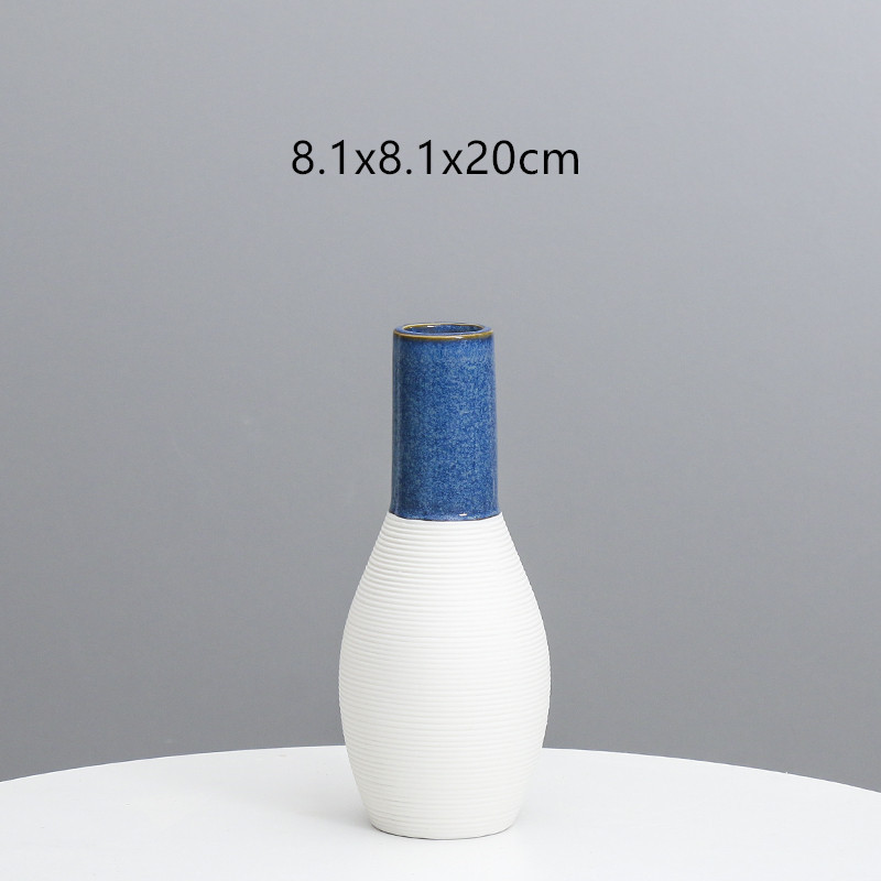 Cerámica moderna simple pequeña boca florero decoración Nordic salón escritorio arreglo floral flor seca decoración del hogar al por mayor