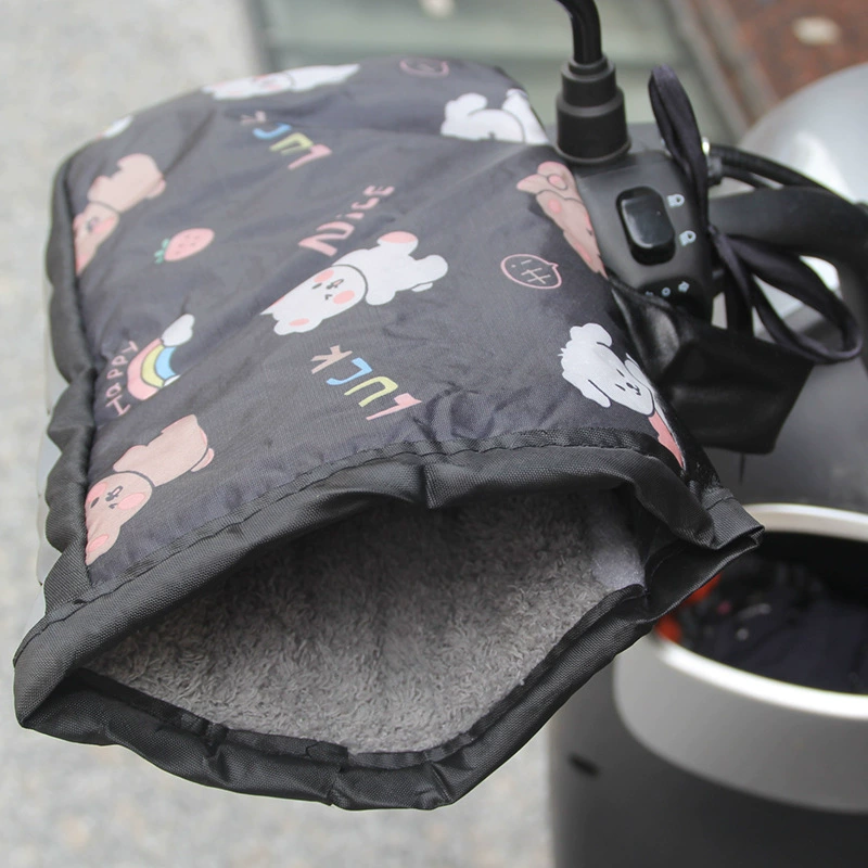 Зимние перчатки для электромобиля с флисовой подкладкой, утолщенная теплая батарея, крышка ручки для верховой езды на мотоцикле со светоотражающей полосой