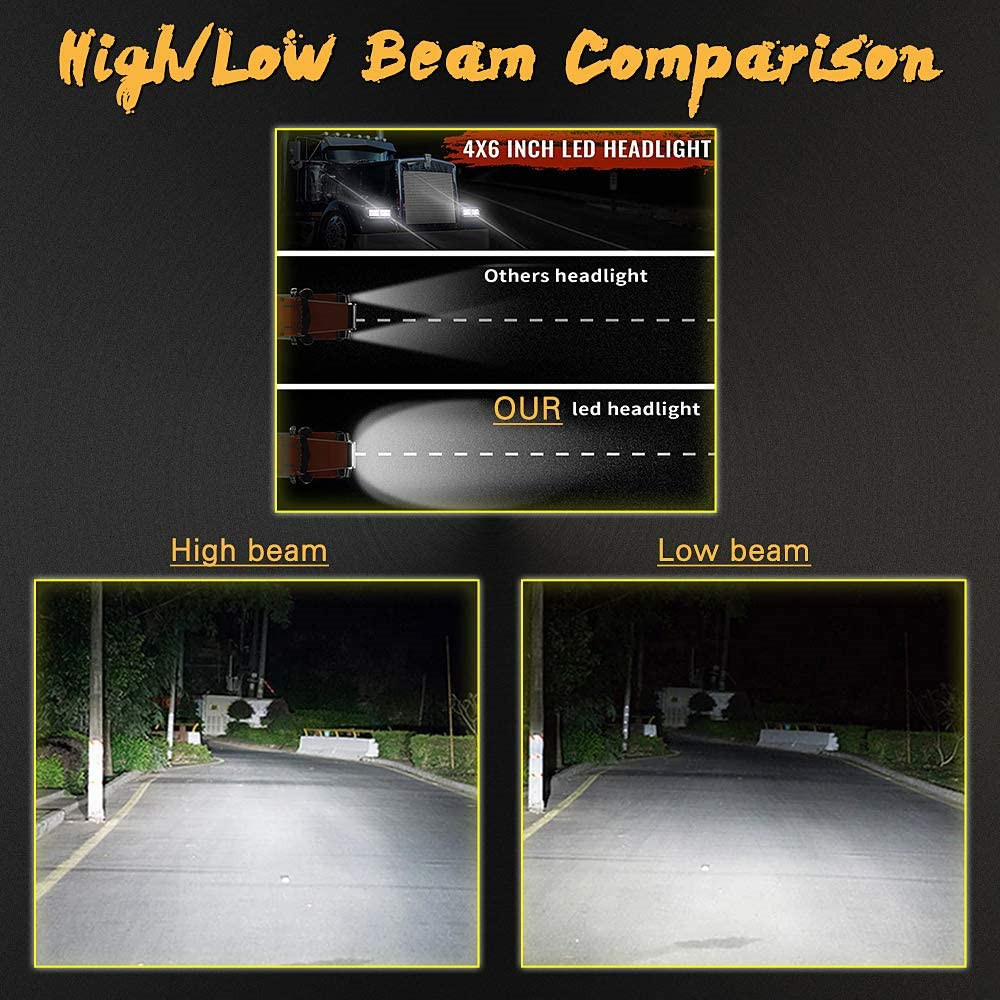 Wave 5inch Wrangler Square 4X6 Headlight Integrated High and Low Beam Car Led Headlight Off-Road Vehicle Modified Headlight