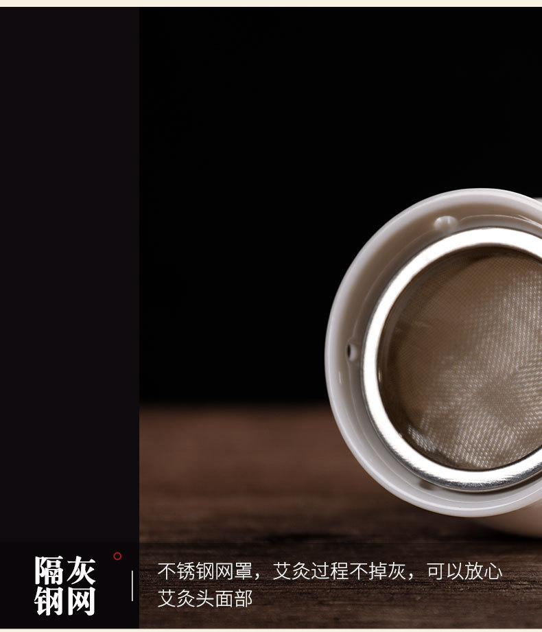 Ceramic Moxa Cup Gua Sha Tool 2 in 1 Moxibustion Jar with Cloth Cover for Home and Spa Body Care in use