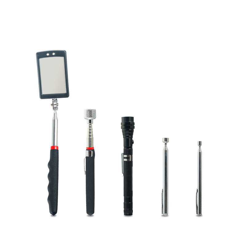 Recogida magnética de dimensión profunda Varilla de imán magnético Varilla de extensión telescópica Herramienta de reparación de automóviles Espejo cuadrado Espejo redondo Cabeza de linterna