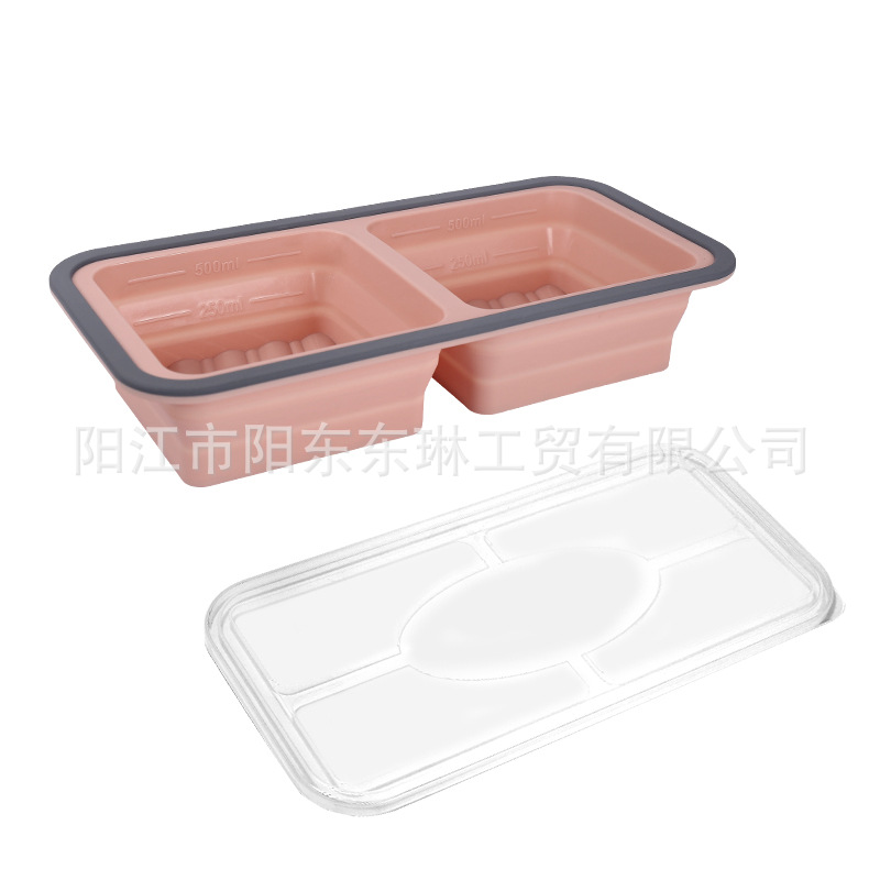 Transfronteriza venta caliente de silicona plegable caja de almuerzo caja de almuerzo caja de preservación de alimentos calentada por microondas caja de envasado