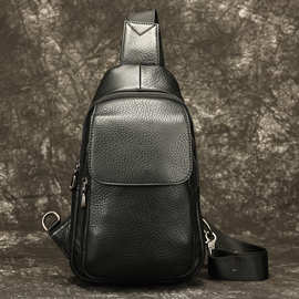 淘系热销潮流男士真皮胸包 时尚头层牛皮斜背包商务单肩斜挎包男