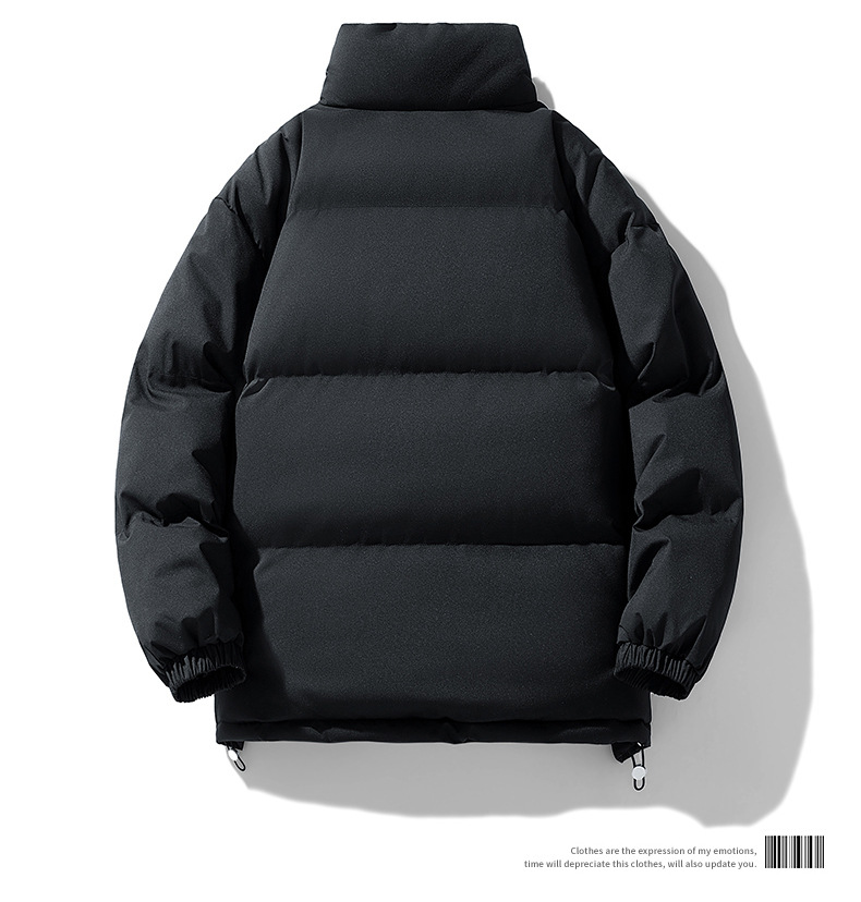 Men's Winter Couple Stand Collar Outdoor Cotton Coat Thickened Warm Solid Color Trendy Brand Plus Size Puffer Jacket_voghion.com