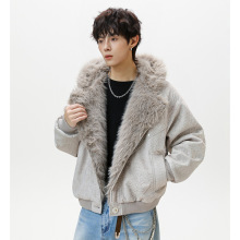 vintage座山雕大毛毛领加厚外套男cleanfit重磅帆布保暖秋冬棉服