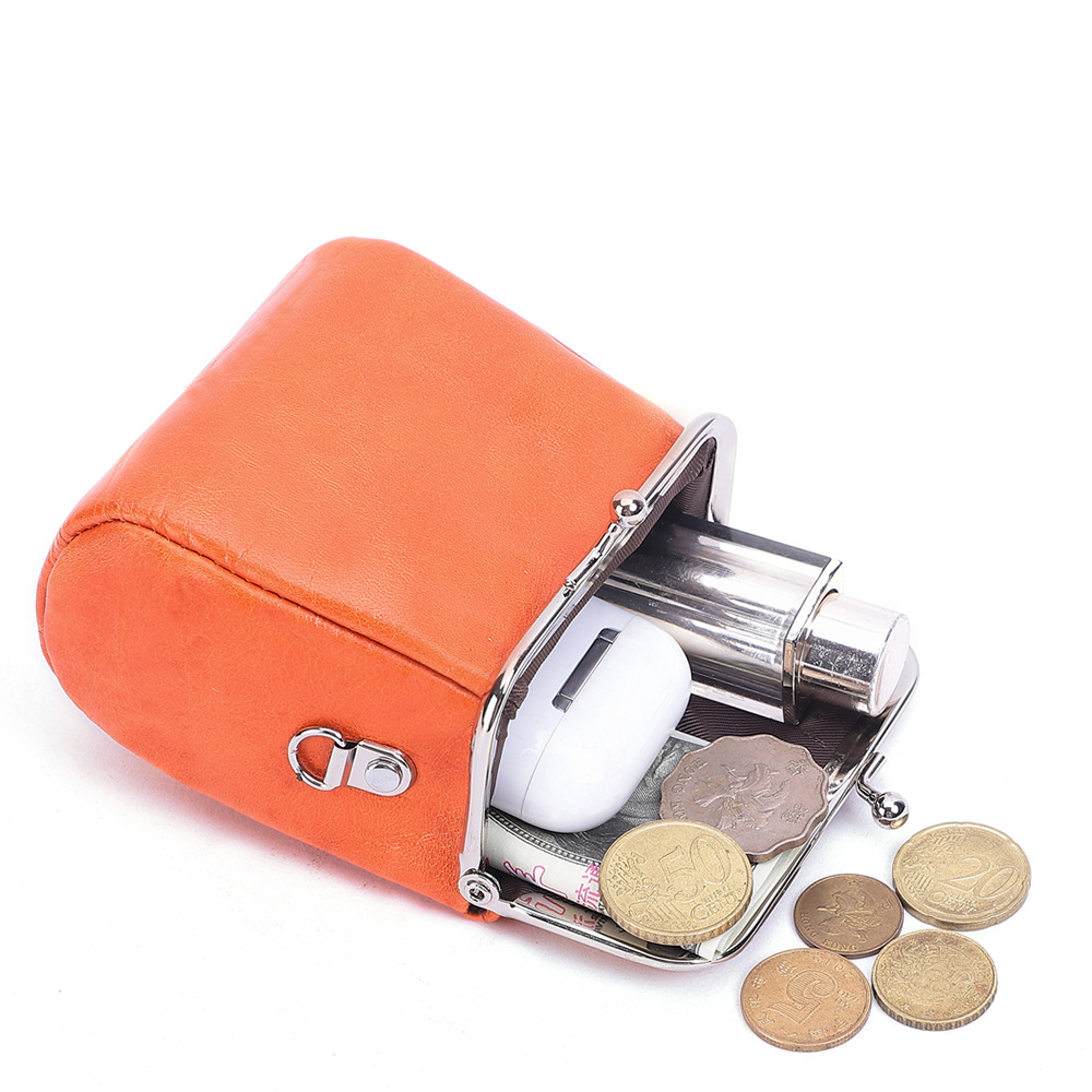 Mini Genuine Leather Fashion Girls Bag Chain Mouth Gold Bag Crossbody Bag Coin Purse Fashion Lipstick Bag