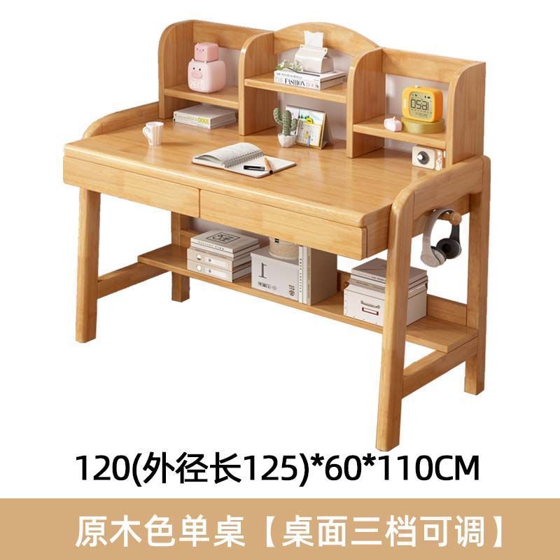 Solid Wood Adjustable Lifting Solid Wood Table and Chair Set Study Computer Table with Bookshelf Desk Study Table Desk Chair