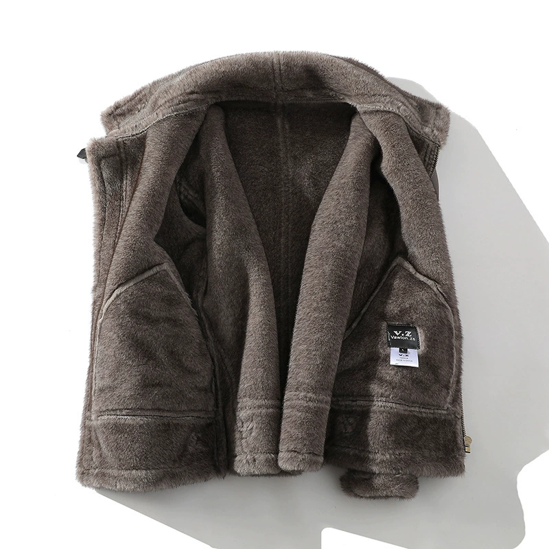 Men's demi-season short warm jacket, brown-gray, sizes M–5XL