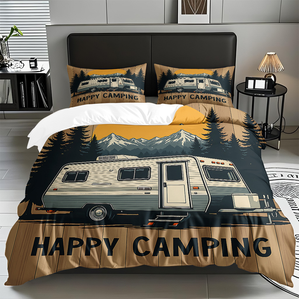 Ventas transfronterizas textiles caseros de ocio viento camping impresión digital abrasión quilt kit fuente de fábrica TEMU / JIT