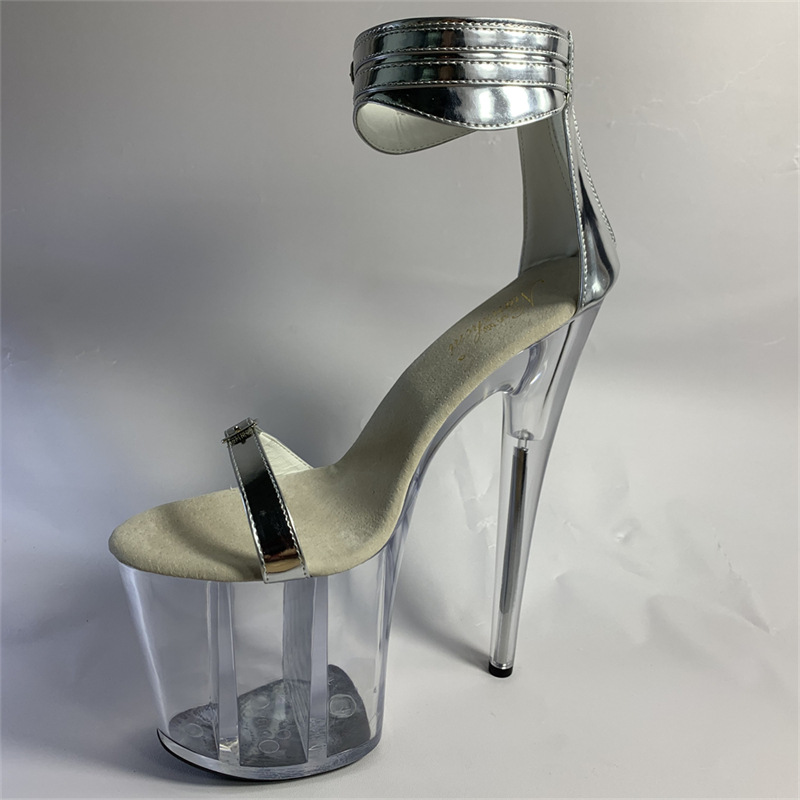 Sandalias de tacón alto de las mujeres 2021 nuevo verano stiletto punta abierta plataforma de fondo transparente tacón alto moda más tamaño zapatos de mujer