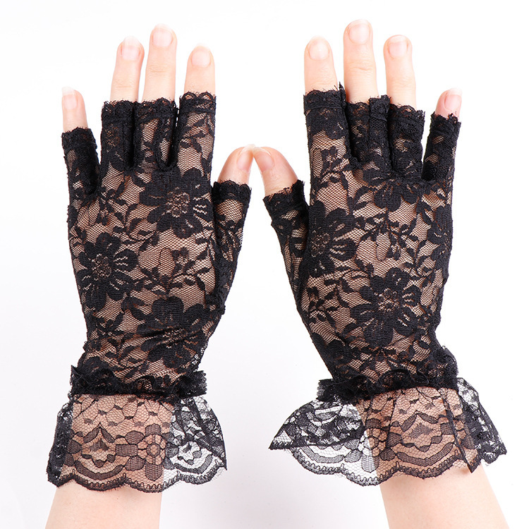 Spring and summer new lace exposed gloves women riding sunscreen…
