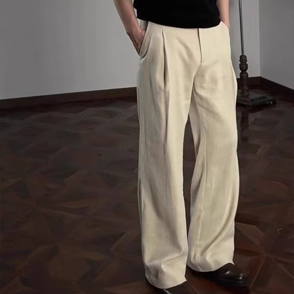 Old Money Style Linen Casual Pants for Men and Women, Summer Thin Flared Wide-Leg Trousers, High-Waisted Straight-Leg Suit Pants