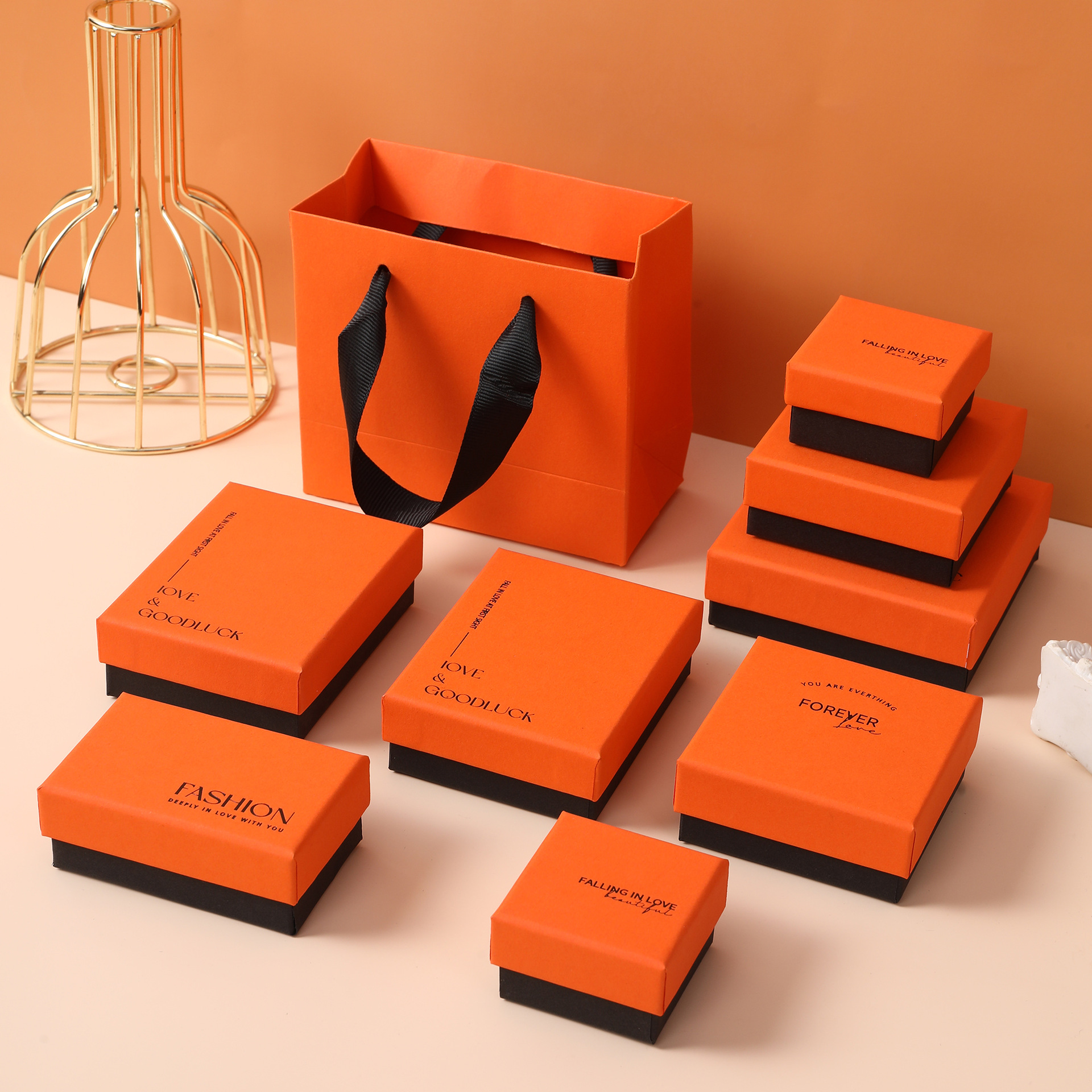 orange black jewelry box fresh earrings bracelet bracelet necklace ring stud earrings tiandigai packaging box printed logo