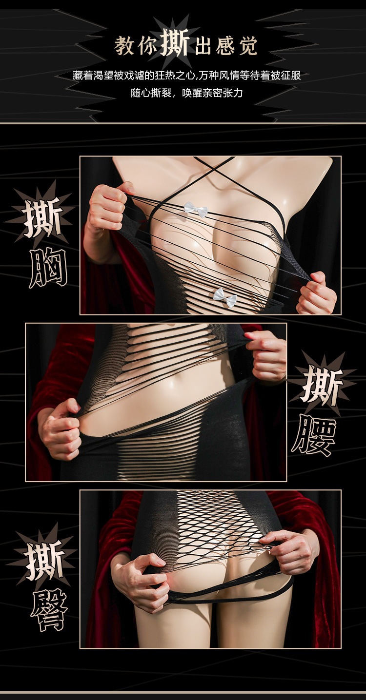 Feimu Maid Mesh Lingerie Set with Apron and Gloves, Sheer Open-Chest Costume — detail image 16