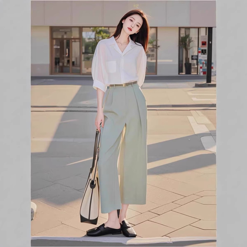 Pear-Shaped Body Type, Work Attire, Formal Occasions, Women's Clothing, Stylish and Chic Shirts, Wide-Leg Pants, Professional Two-Piece Suits for Summer Pear-Shaped Body Type, Work Attire, Formal Occasions, Women's Clothing, Stylish and Chic Shirts, Wide-Leg Pants, Professional Two-Piece Suits for Summer