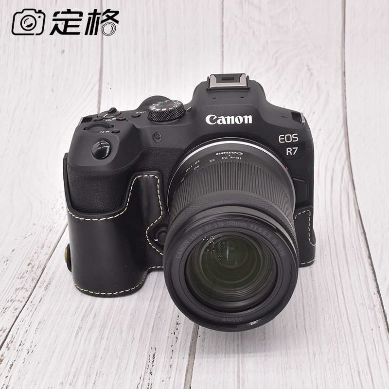Suitable for Canon R7 Leather Case Base Eosr7 Mirrorless Camera Bag Protective Case Portable Half Set Digital Accessories in Stock