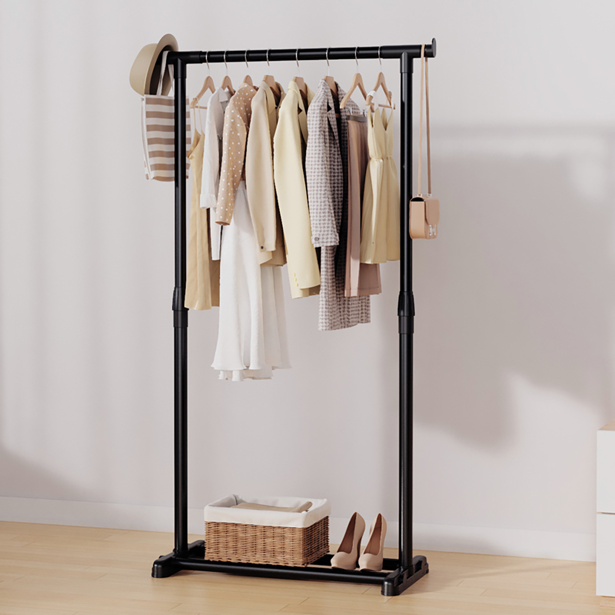 Cross-Border Clothes Drying Rack Floor-Standing Bedroom Single-Pole Lifting Indoor Clothes Drying Rod Simple Clothes Hanger Balcony Telescopic Clothes Drying Rack