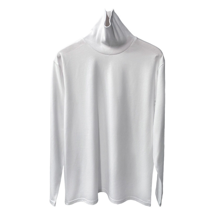 230g de otoño e invierno de los hombres de cuello alto de algodón de manga larga camiseta blanca cuello de pila interior de los hombres más tamaño de la camiseta que basa la camisa superior