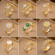 �羳�W�����{����ָŮС���߼�18K���𲻵�ɫ�ʯ��H�� �ٴ��