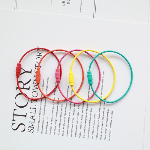 Creative colorful paint keychain DIY decorative accessories handmade pendant buckle rotating screw wire rope keychain